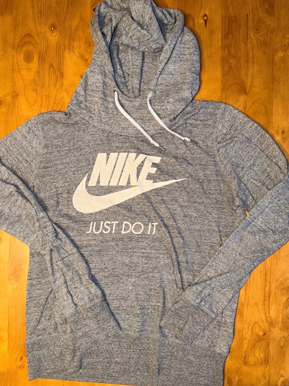 Nike Womens Gym Vintage Hoodie Blue Grey Heather Just Do It Pullover Large L